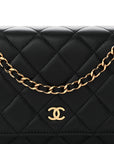 Lambskin Quilted Wallet On Chain WOC Black