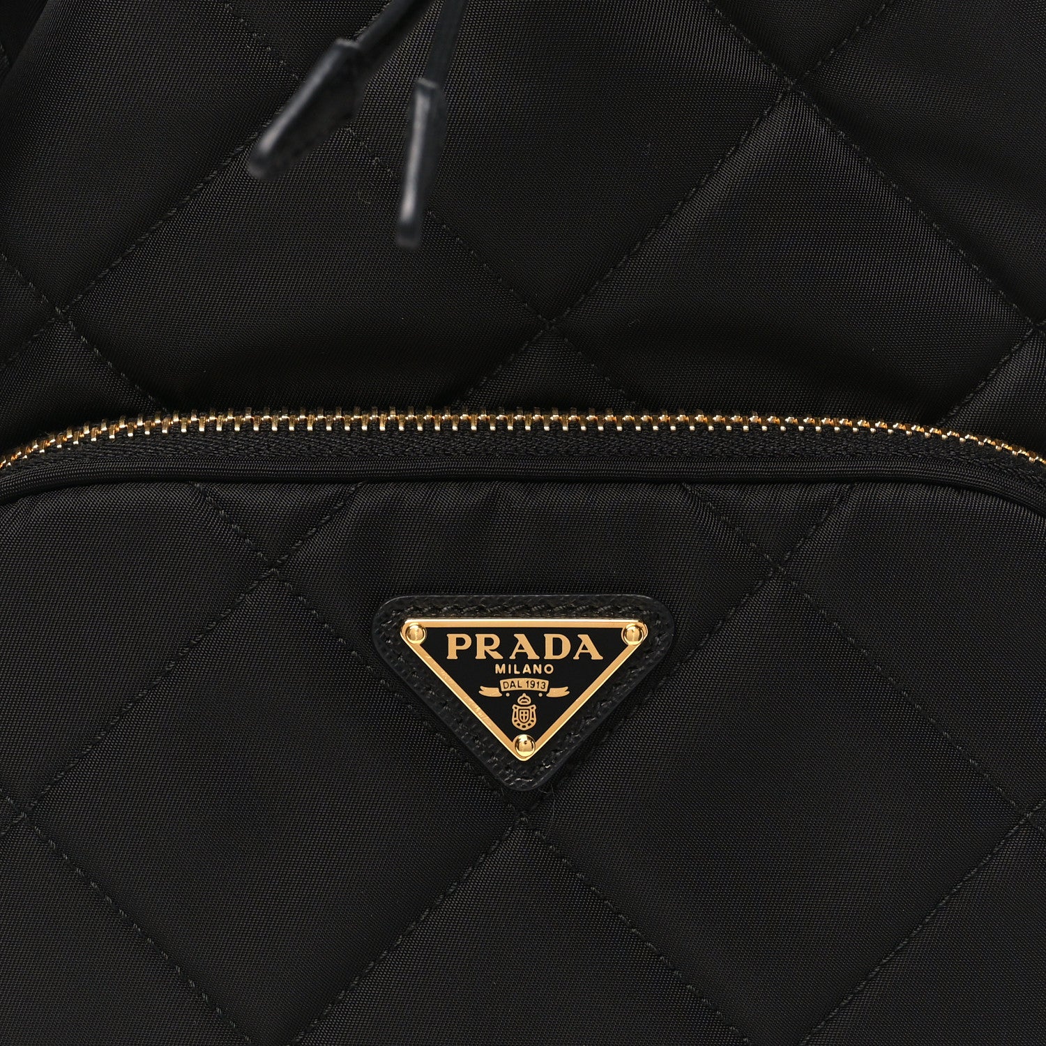 Re-Nylon Saffiano Stitched Duet Bucket Bag Black