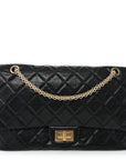 Aged Calfskin Quilted 2.55 Reissue 227 Flap Black