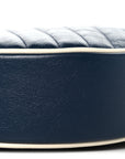 Azalea Calfskin Matelasse Diagonal Mini Torchon GG Marmont Round Shoulder Bag Blue Agata Mystic White