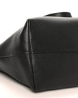 Vitello Daino Pocket Shopping Tote Black