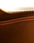 Canvas Calfskin Ava Triomphe Shoulder Bag White