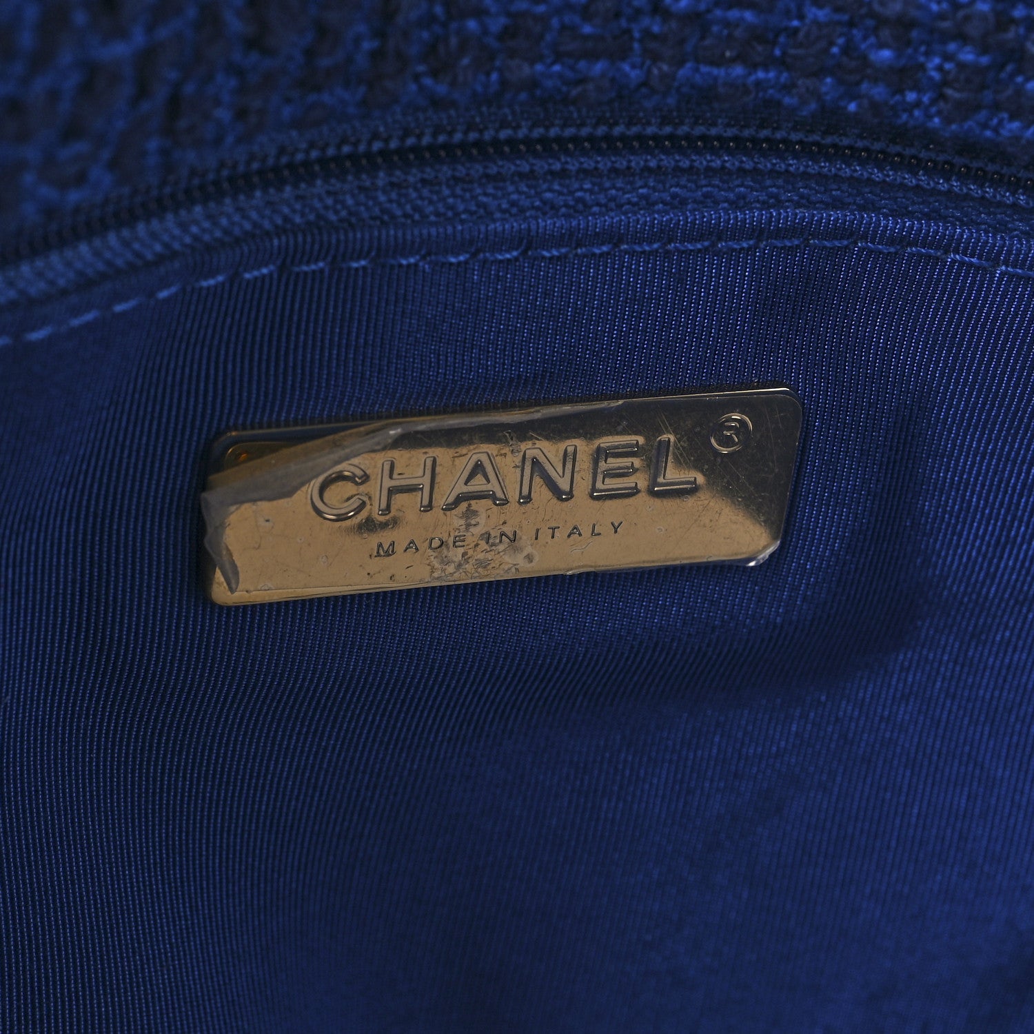Tweed Quilted Large CHNL 19 Flap Blue