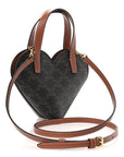 Triomphe Canvas Calfskin Teen Couer Heart Bag Tan