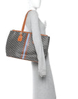 Goyardine Stripe Sac Marie Galante GM Black Gold