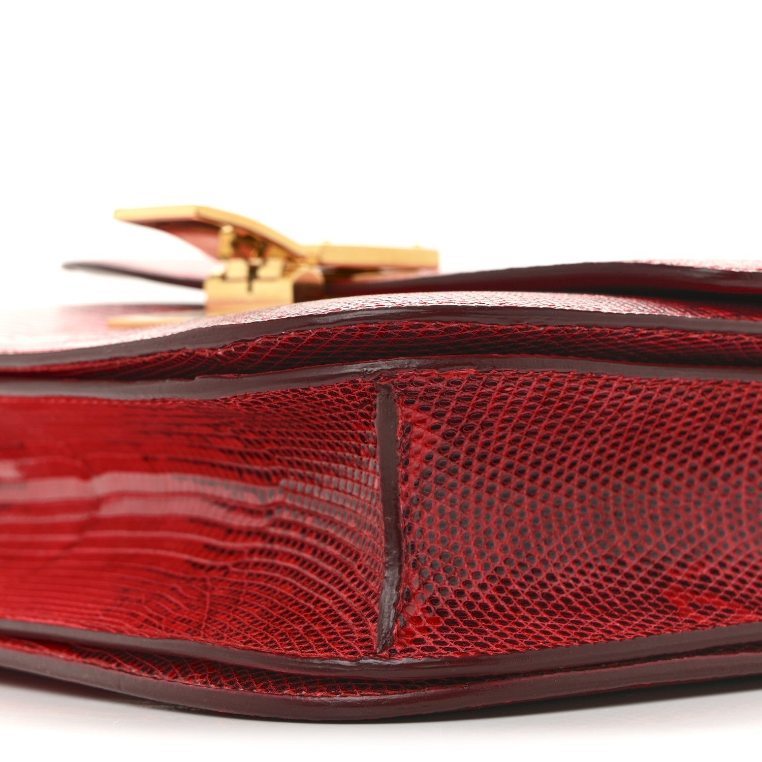 Lizard Medium Classic Box Flap Bag Ruby