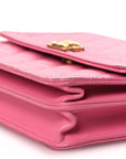 Lambskin Quilted Boy Square Wallet on Chain WOC Pink