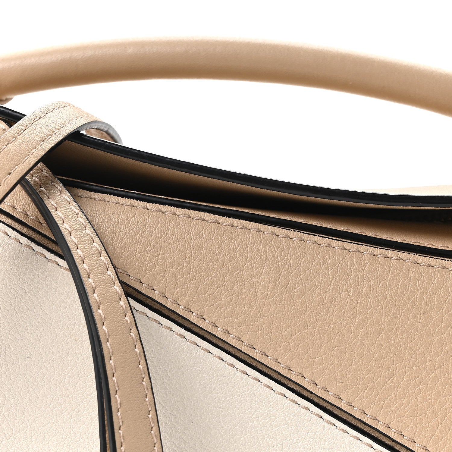 Calfskin Mini Woven Puzzle Bag Beige White