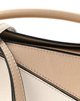 Calfskin Mini Woven Puzzle Bag Beige White