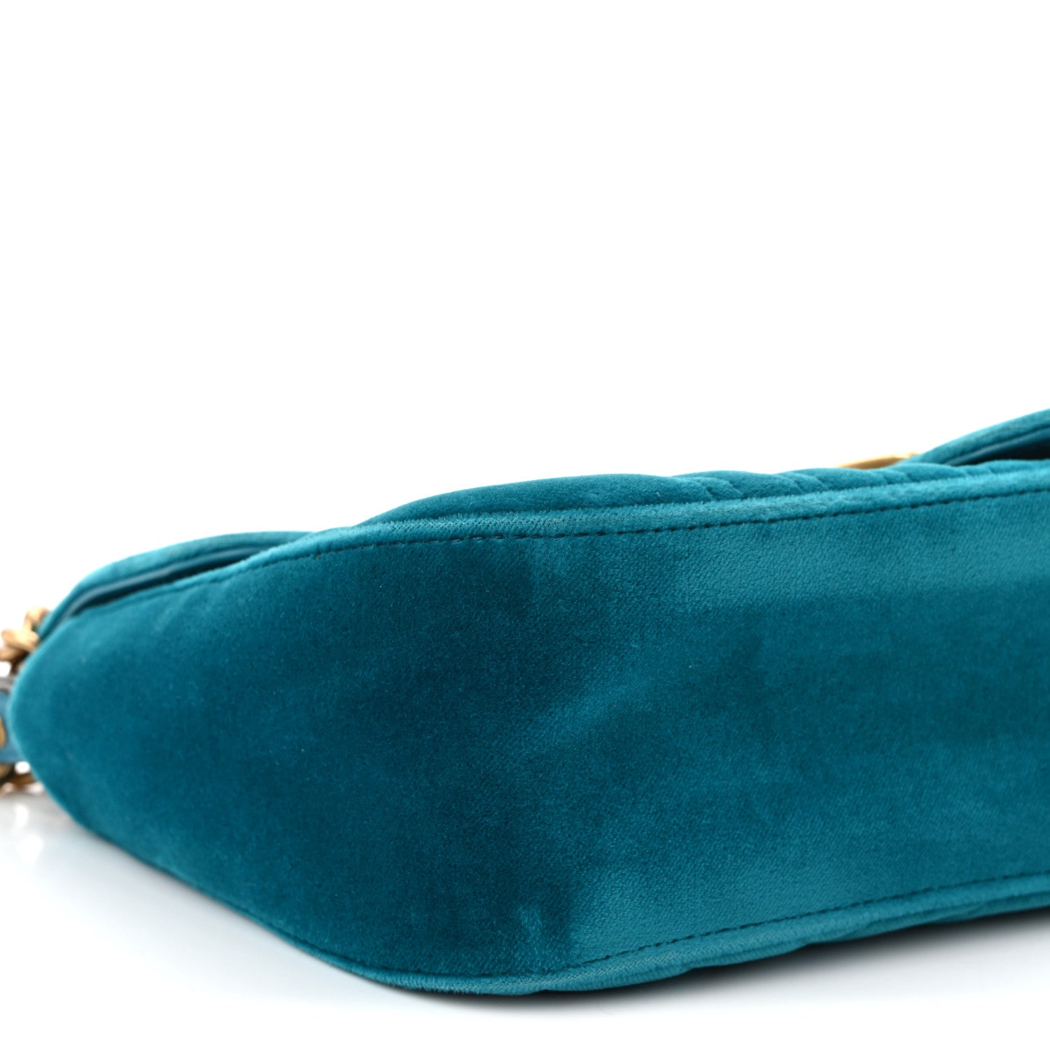 Velvet Matelasse Small GG Marmont Shoulder Bag Pavone Cyan