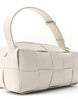 Lambskin Maxi Intrecciato Small Brick Cassette Bag White