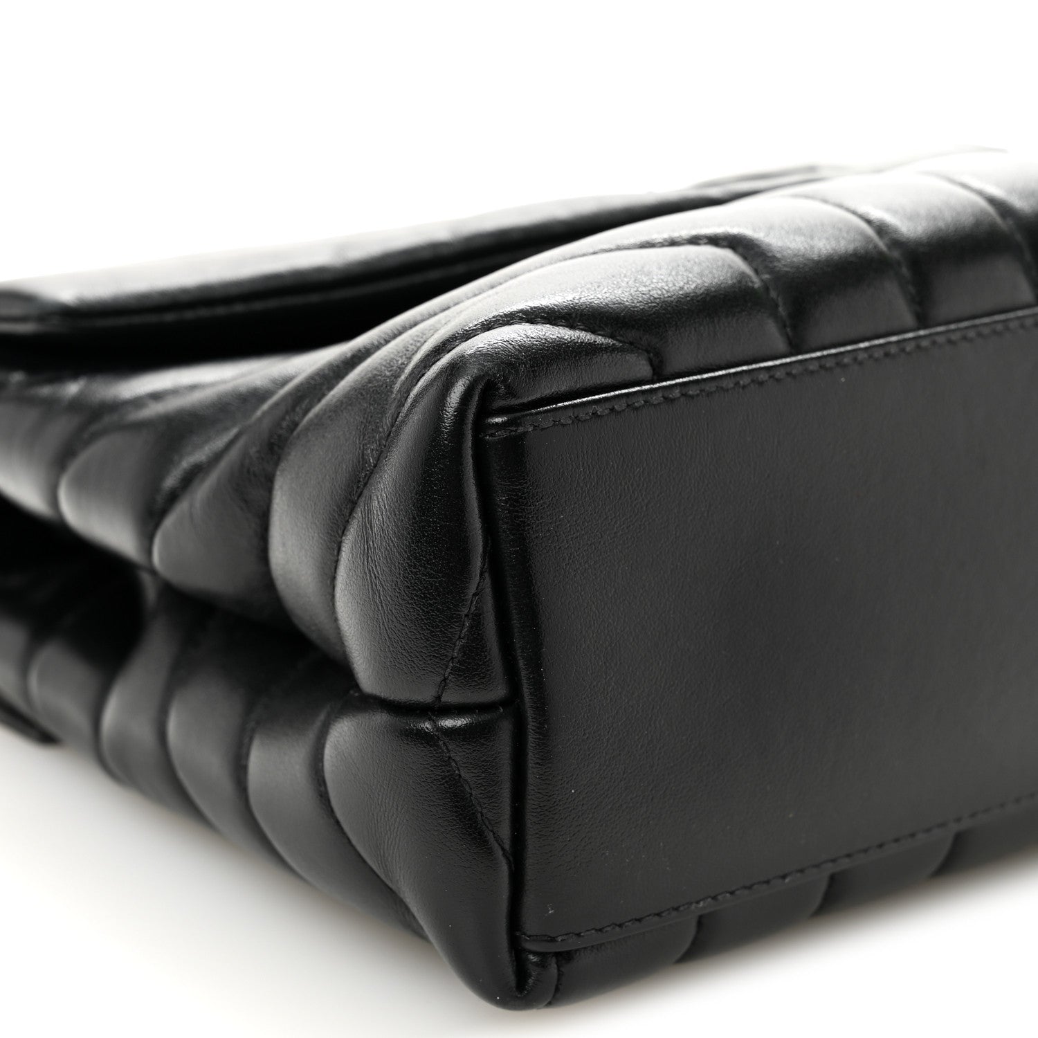 Calfskin Y Quilted Monogram Monochrome Small Loulou Chain Satchel Black