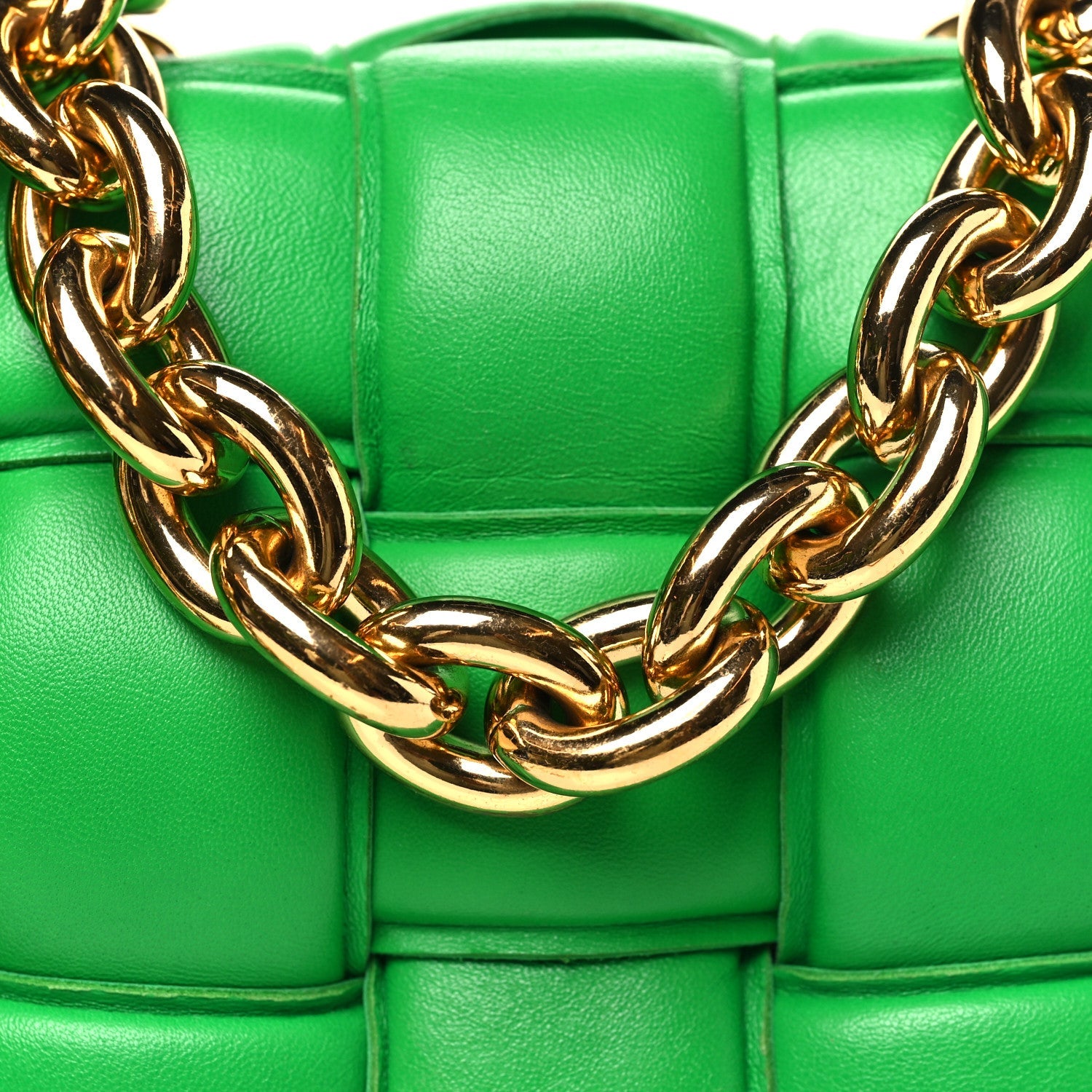 Lambskin Maxi Intreccio Padded Chain Cassette Crossbody Bag Racing Green