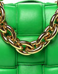 Lambskin Maxi Intreccio Padded Chain Cassette Crossbody Bag Racing Green