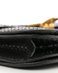 Snakeskin Medium Classic Box Flap Bag Black