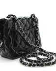 Patent Calfskin Quilted Mini Square Flap Black