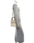 Triomphe Canvas Calfskin Mini Vertical Cabas White