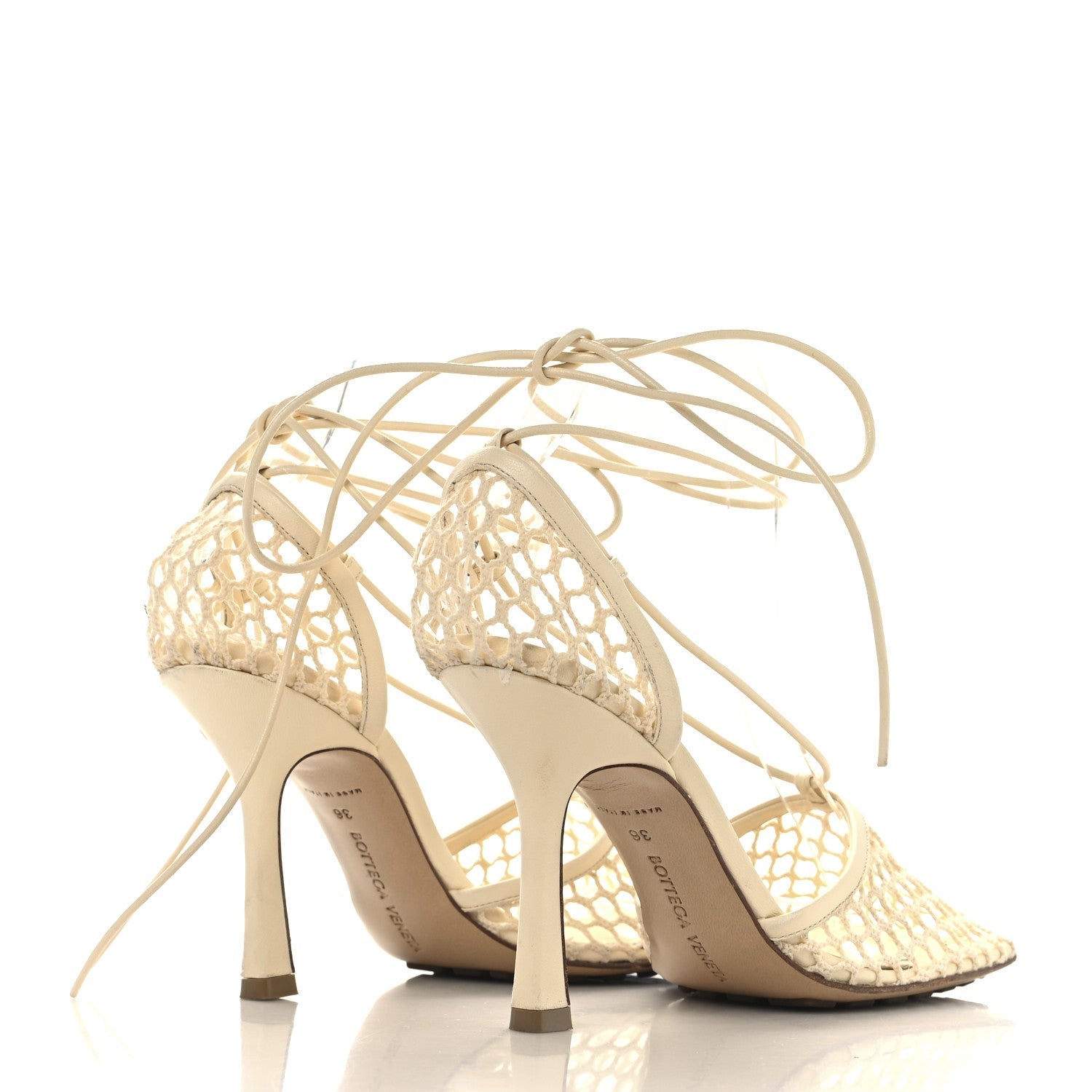 Mesh Nappa Stretch Ankle Tie Sandals 36 Toile