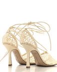 Mesh Nappa Stretch Ankle Tie Sandals 36 Toile