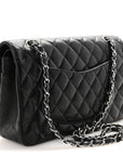 Caviar Quilted Medium Double Flap Black