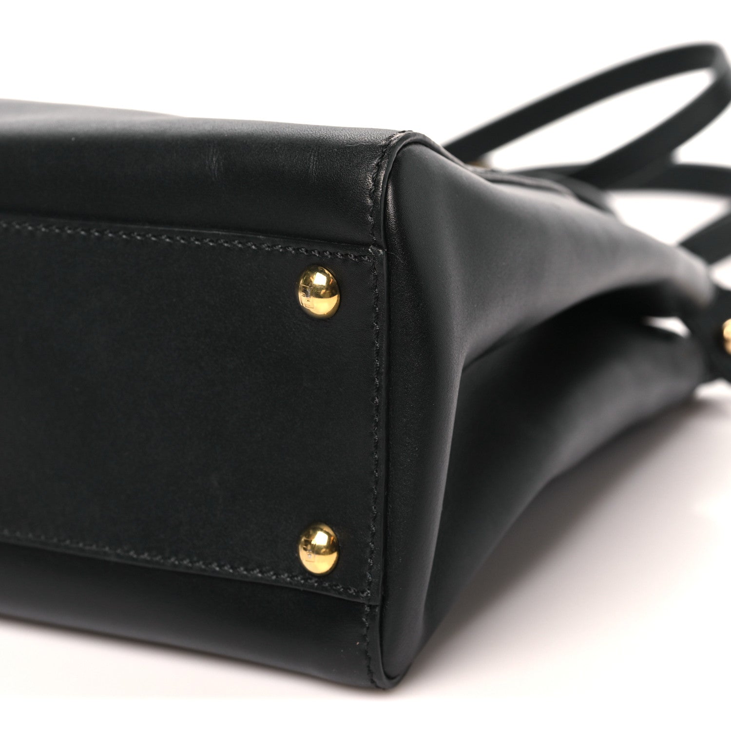 Vitello Morgan Shiny Nappa Medium Peekaboo Iconic Satchel Black Rosa Plaster