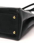 Vitello Morgan Shiny Nappa Medium Peekaboo Iconic Satchel Black Rosa Plaster