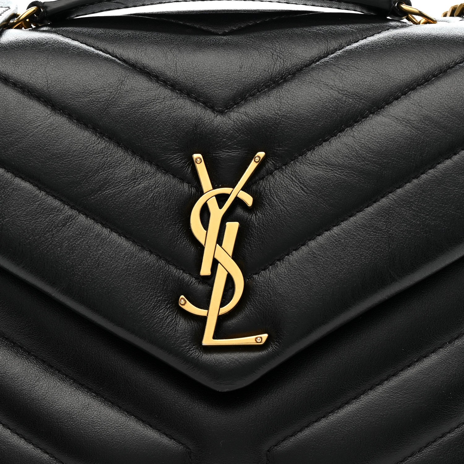 Calfskin Y Quilted Monogram Small Loulou Chain Satchel Black