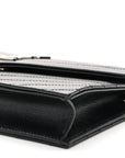 Grain De Poudre Matelasse Chevron Monogram Envelope Chain Wallet Black