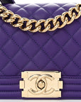 Calfskin Quilted Small Boy Flap Purple