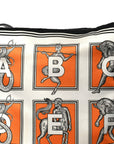 Satin Mythical Alphabet Drawstring Pouch Orange Black White