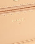 Lambskin Quilted Wallet On Chain WOC Beige Black