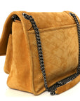 Suede Monogram Medium Niki Chain Satchel Cheddar