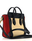 Drummed Calfskin Nubuck Nano Tri-Color Luggage Ruby