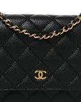 Caviar Quilted Wallet on Chain WOC Black