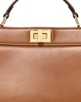 Vitello King Luxor Shiny Nappa Medium Peekaboo I SEE U East West Satchel Brandy Light Rose