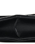 Grain De Poudre Matelasse Chevron Monogram Envelope Chain Wallet Black