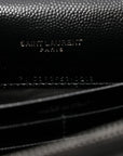 Grain De Poudre Matelasse Chevron Monogram Monochrome Envelope Chain Wallet Black