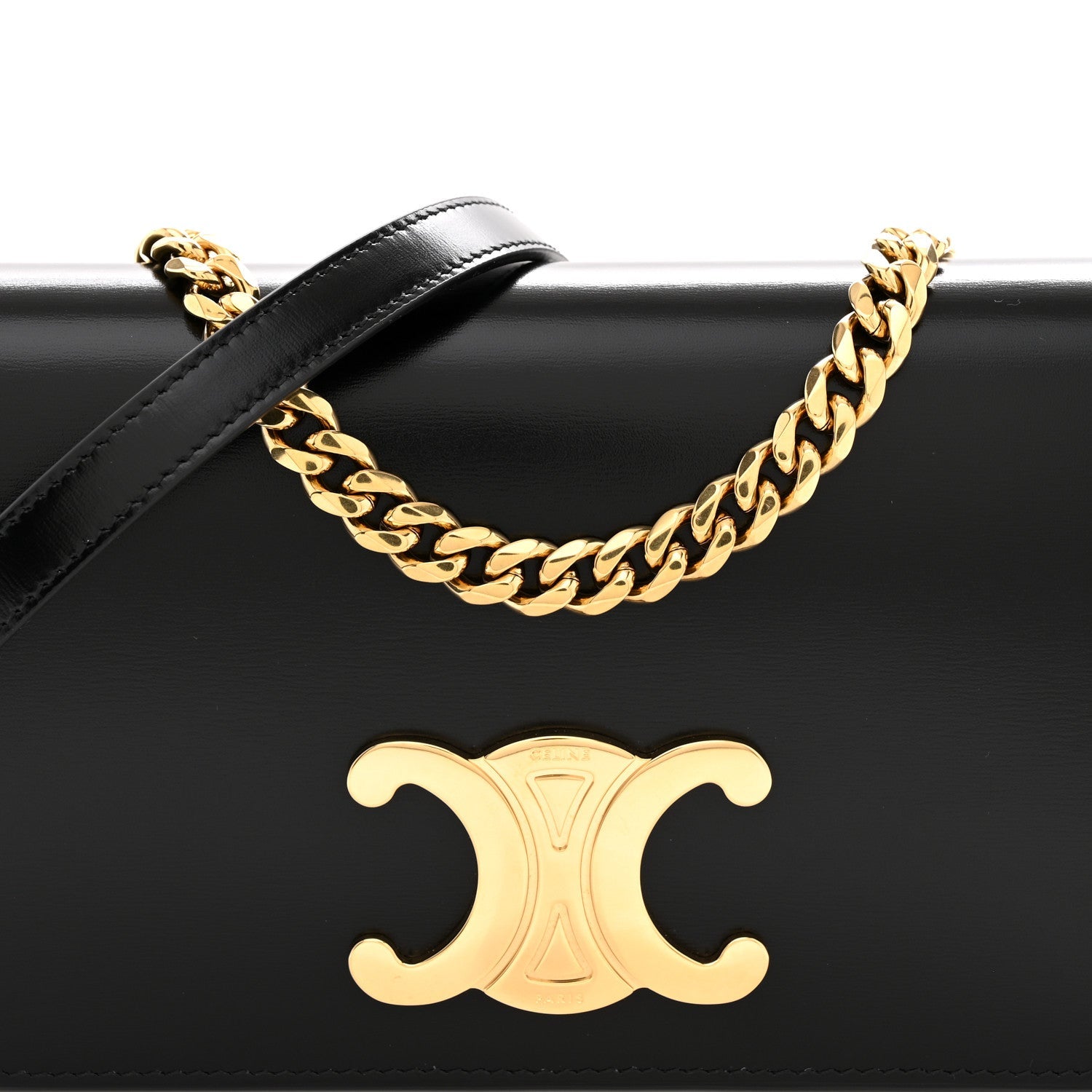 Shiny Calfskin Triomphe Multipochette Black