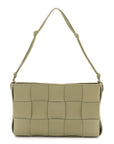 Calfskin Maxi Intrecciato Cassette Pouch On Strap Travertine