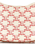 Canvas Calfskin Ava Triomphe Shoulder Bag Red