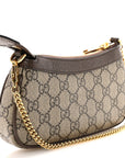 GG Supreme Monogram Textured Dollar Calfskin Mini Ophidia Chain Bag Beige Ebony