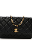 Lambskin Quilted CC Pearl Crush Wallet on Chain WOC Black