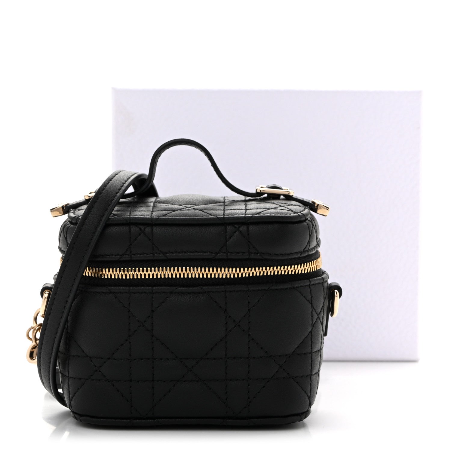 Lambskin Cannage Micro Lady D1OR Vanity Case Black