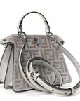 Iridescent Crystal Vitello Laminato Suede FF Petite Peekaboo I SEE U Satchel Cappuccino