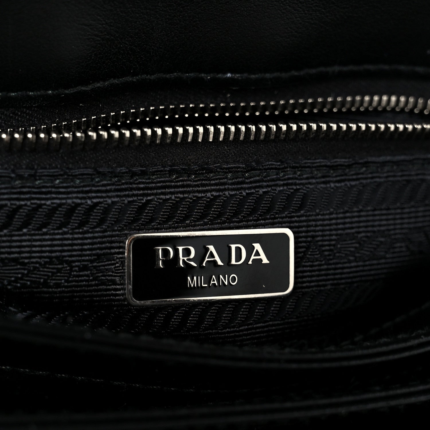 Saffiano Tessuto Nylon Chain Shoulder Bag Black