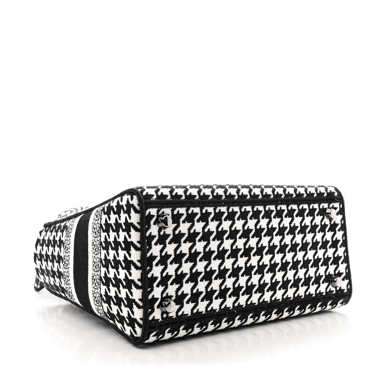 Canvas Houndstooth Embroidered Medium Lady D-Lite Black White