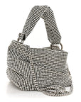 Satin Crystal Embellished Bonny Shoulder Bag Silver