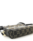 Jacquard Black Denim GG Monogram Textured Dollar Calfskin Mini Ophidia Shoulder Bag Black Ivory