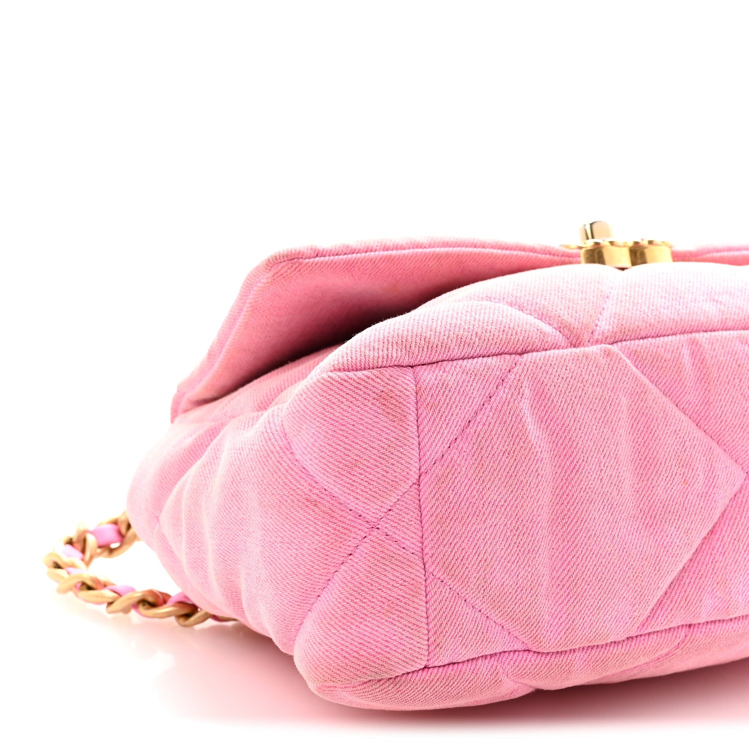Denim Quilted Medium CHNL 19 Flap Neon Pink
