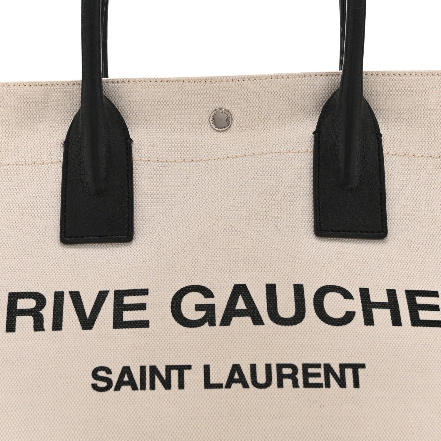 Linen Calfskin Small Rive Gauche Tote Greggio Natural
